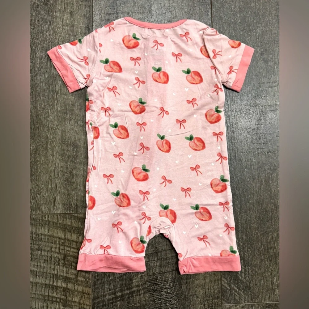 Baby girl Bamboo Bodysuit Shorty Trendy Bow Peach Print 12-18 m